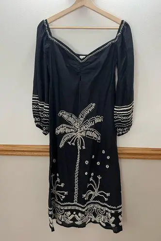Farm Rio EUC Beaded Jungle Black Midi Dress Size Small Retails $398