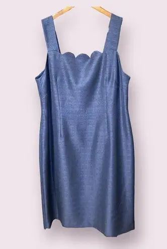 Preston & York Sloane Scalloped Navy Blue Sheath Midi Dress - size 16