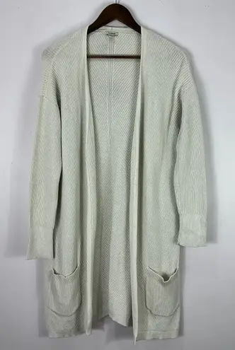 L.L.Bean Cardigan M Ivory Cotton Knit Duster Longline Minimalist Coastal Grandma Size M