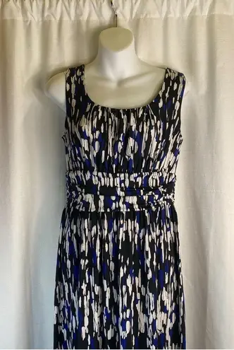 AB Studio Black/White/Blue Maxi Dress Medium