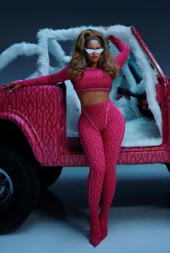 Ivy Park Women’s Cropped Logo Tee Size Medium Relaxed Fit V Neck Black