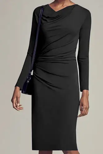 MM.LaFleur The Annabel Long Sleeve Ruched Drape Midi Dress Black Medium