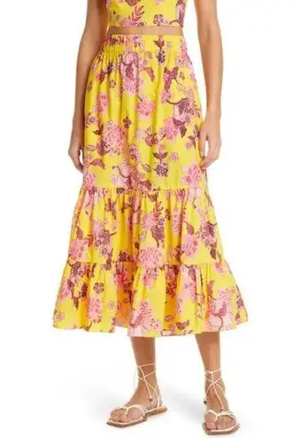 Cara Cara Chase Tiered Midi Skirt Yellow Size L