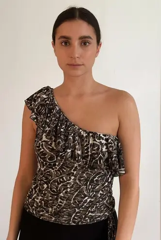 INC International Concepts One Shoulder Animal Print Top Size M