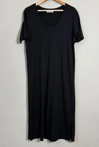 Michael Stars Sandra V-Neck T-Shirt Midi Dress Women's Small Black Casual Travel