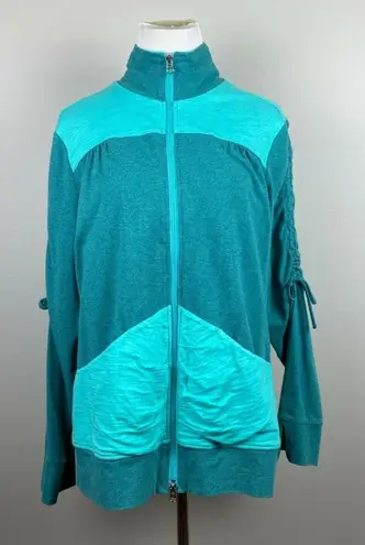 Neon Buddha Jacket L Womens Zip Up Lightweight Ruched Tie Sleeve Large