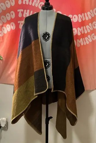 None Reversible Colorblock Pashmina with Earth Tones