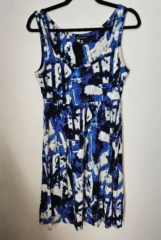 Willi Smith Dress Tank Mini Blue Pattern Business Casual Cocktail Neutral Trendy