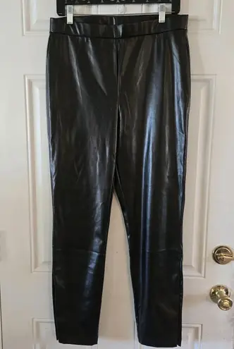 H by Halston Faux Leather Pants Size Medium Black High Rise Women's Biker Pants Ankle Zipper