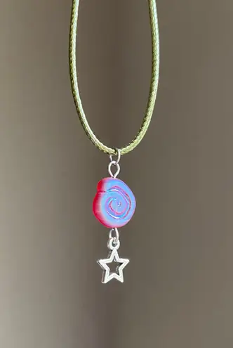 Handmade unique retro vintage chic fairy boho style necklace w/ quality Czech glass swirl bead & star 🌀🍃💛