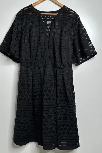 Eloquii Black Embroidered Fit & Flare Dress Size 20