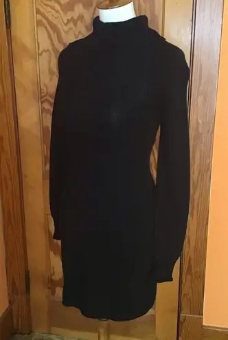 SO  black turtleneck sexy sweater dress