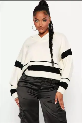 Ashley Stewart Ivory/combo Hooded Women’s Sweater NWT