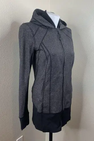 Lululemon Daily Practice Jacket Heathered Herringbone Black Gray Full Zip Sz 8