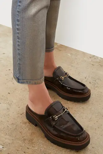 Sam Edelman  Lennon Black Leather Platform Slip On Loafer Mules thumbnail 1