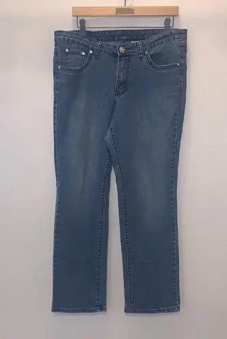 Cool g Womens Bling Embellished Straight Leg Blue Denim Jeans Size 16