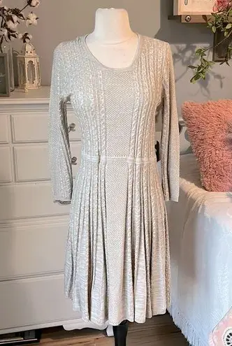 Andrew Marc Marc New York Sweater Dress Light Tan Womens M Cable Knit Acrylic