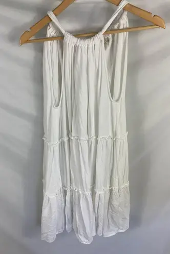 Elan Ruched Tiered Cover-Up Swing Dress White Size Large