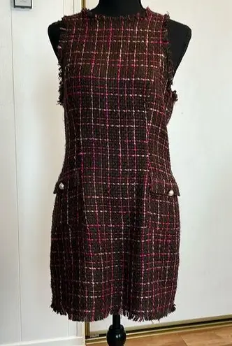 Majorelle Brown and Pink Vintage Sleeveless Tweed Dress