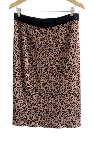 Tahari Cheetah Print Sweater Skirt Stretch Size Medium Knee Length Brown Black