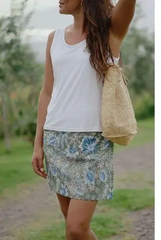 Rip Skirt Green Blue Print A