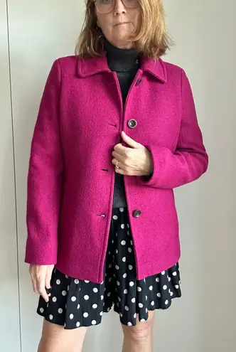 Lands' End  Wool Pink Womens Coat Size 10 Midi Length Pockets Boucle Fall thumbnail 1