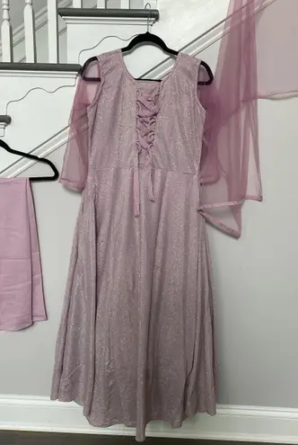 Indian Party Dress Bollywood Wear Designer Pakistani Glitter Gown Wedding suit Pink Size L