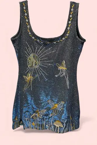 Source Unknown Cute sparkly glitter celestial fairy sun blue moon mushroom mini bodycon dress thumbnail 1