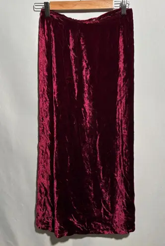 Scully West VTG USA Red Velvet Maxi Skirt High Rise Rayon Dark Romantic Vamp M * Size M