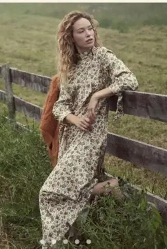 ๐DOEN๐ Alda Dress ~ 100% Silk Ivory Mulberry Vine Floral Print Small S NWT White