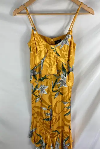 River Island Yellow Floral Sleeveless Satin Romper Size 6