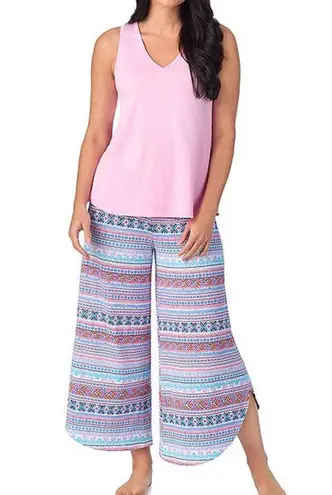 Cuddl Duds Women’s Sleeveless Pajama Top & Wide Leg Pajama Pant 2pc Set Large - Image 1
