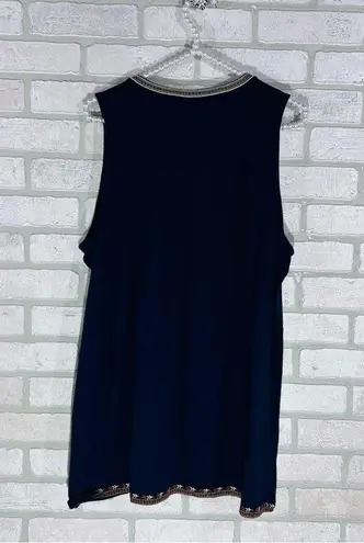 J. Jill NWT Navy Embroidered Tunic Sleeveless Top Size LP Blue