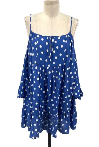 Tularosa  Hattie Dress Blue Polka Dot Off the Shoulder Mini Size Small