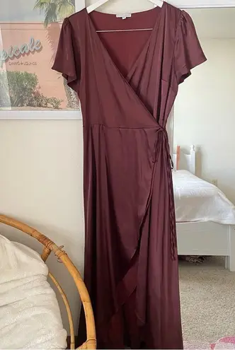 Baltic Born Krystal Satin Wrap Gown Maxi Dress