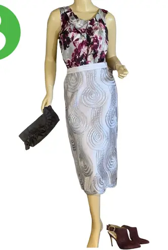 MIDNIGHT VELVET TULLE & TAFFETA SILVER MIDI SKIRT (16)