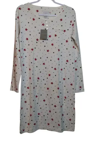 Christopher & Banks Novelty Star Patterned Long Sleeve Nightgown Size Small