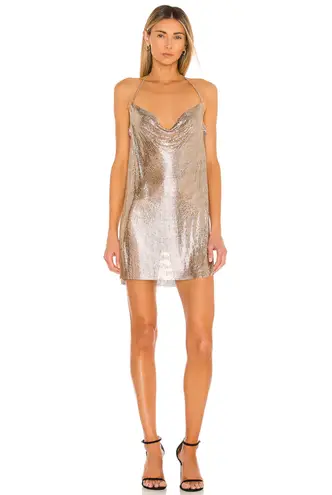 H:ours Imogen Chainmail Dress in Gold
