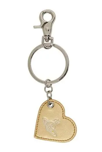 Vivienne Westwood Grained Leather Gold Orb Keychain - NIB