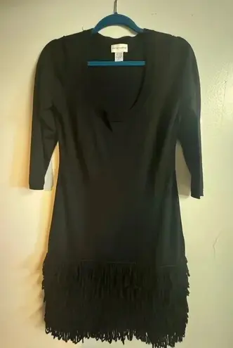 Soft Surroundings Soft Surroundings women’s Black 3/4 sleeve Dress Frizzy fringe midi Skirt XS