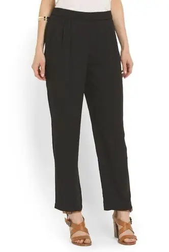 Ellen Tracy NWT Black Soft Fluid Stretch Crepe Pleated Pull-on Crop Ankle Pant 6