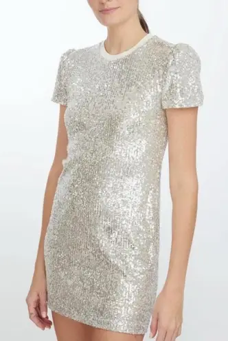 Generation Love NWT Donna Sequin Puff Sleeve Mini Dress in ARGENTO Sz Small