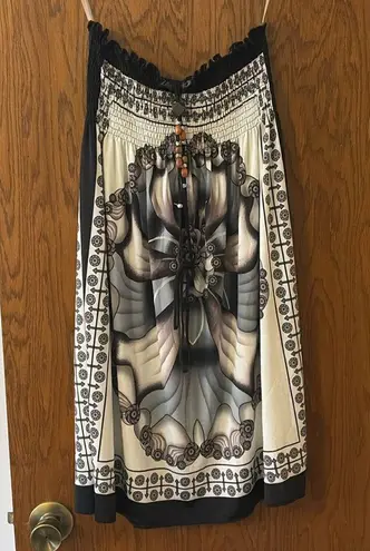 Fun print dress — Beaded bandeau dress with boho/hippy print Size L