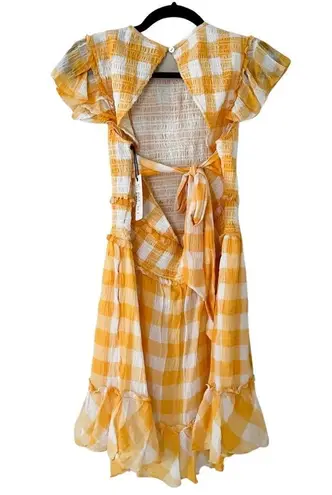 Saylor NWT Saya Plaid Yellow A-line Mini Dress Sz M