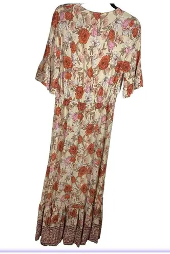 Petal and Pup  Fraser Floral Maxi Dress Cream Orange Pink Womens Size 8