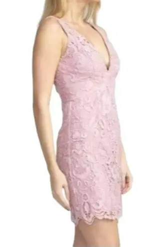 Minuet Lace V-Neck Sleeveless Mini Dress Mauve Pink Size Large