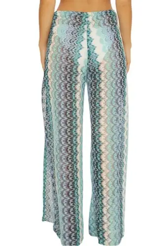 Becca blue crocheted like split leg coverup pants size small