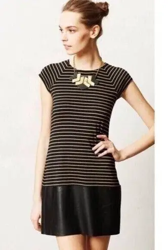 Bailey 44 Womens Size Medium Striped Dress with Faux Leather Skirt