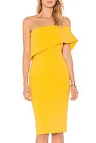 Likely Driggs Dress Goldenrod Yellow Strapless Revolve Cocktail Midi Size 8 NWT