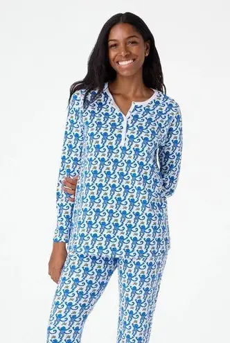 Roller Rabbit Pima Cotton Monkey Print Pajamas PJs in Blue TOP ONLY Size Small